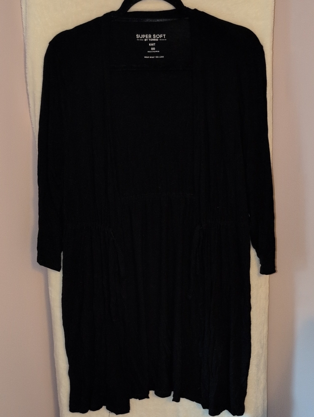Torrid Super Soft Knit Black Long Line Open Front Cardigan